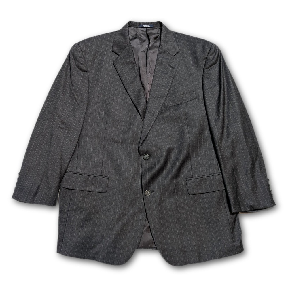 Hart Schaffner Marx Mens 44S Blazer Gray Made In USA Pinstripe Classic Suit Wool